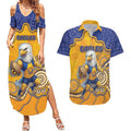Custom Eagles Football Couples Matching Summer Maxi Dress and Hawaiian Shirt Aboriginal Dot Art Pattern
