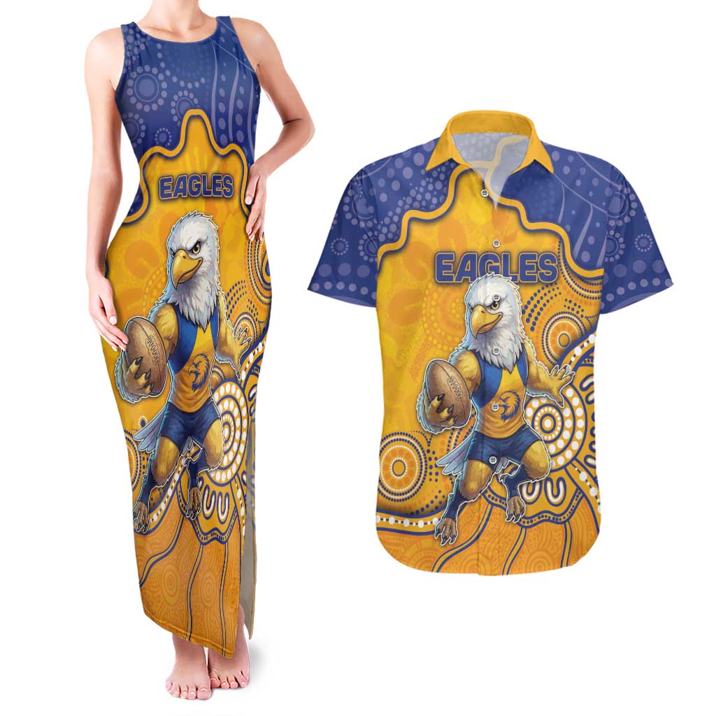 Custom Eagles Football Couples Matching Tank Maxi Dress and Hawaiian Shirt Aboriginal Dot Art Pattern