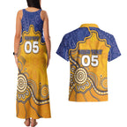 Custom Eagles Football Couples Matching Tank Maxi Dress and Hawaiian Shirt Aboriginal Dot Art Pattern