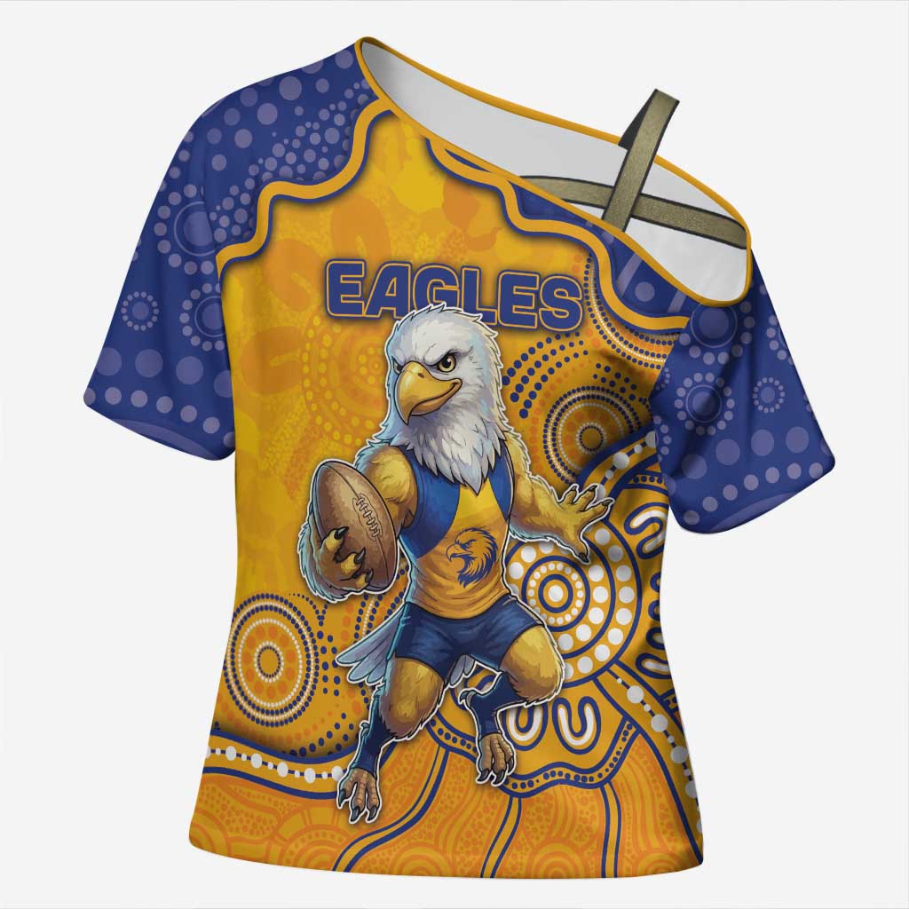 Custom Eagles Football Cross Shoulder Shirt Aboriginal Dot Art Pattern