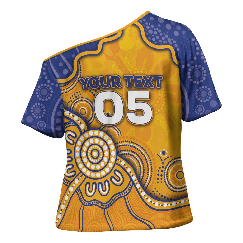 Custom Eagles Football Cross Shoulder Shirt Aboriginal Dot Art Pattern