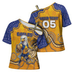 Custom Eagles Football Cross Shoulder Shirt Aboriginal Dot Art Pattern
