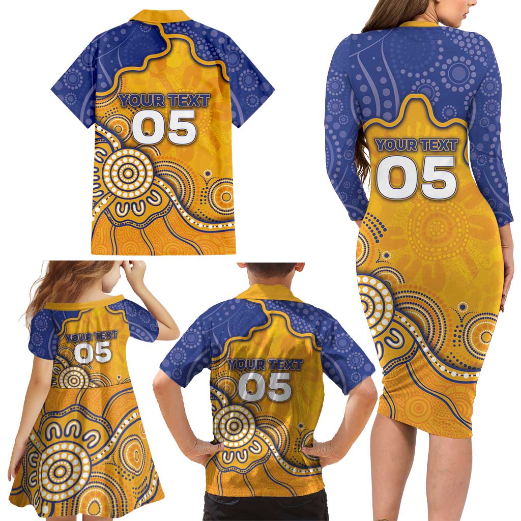 Custom Eagles Football Family Matching Long Sleeve Bodycon Dress and Hawaiian Shirt Aboriginal Dot Art Pattern