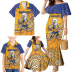 Custom Eagles Football Family Matching Mermaid Dress and Hawaiian Shirt Aboriginal Dot Art Pattern