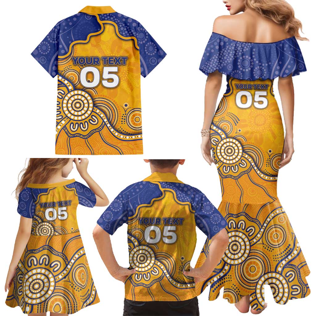 Custom Eagles Football Family Matching Mermaid Dress and Hawaiian Shirt Aboriginal Dot Art Pattern