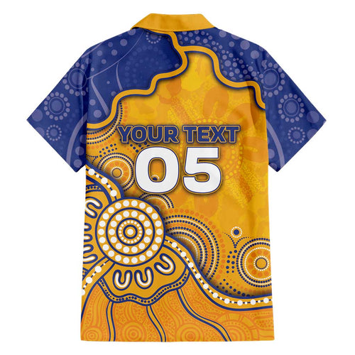 Custom Eagles Football Family Matching Off The Shoulder Long Sleeve Dress and Hawaiian Shirt Aboriginal Dot Art Pattern