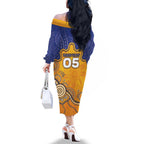 Custom Eagles Football Family Matching Off The Shoulder Long Sleeve Dress and Hawaiian Shirt Aboriginal Dot Art Pattern