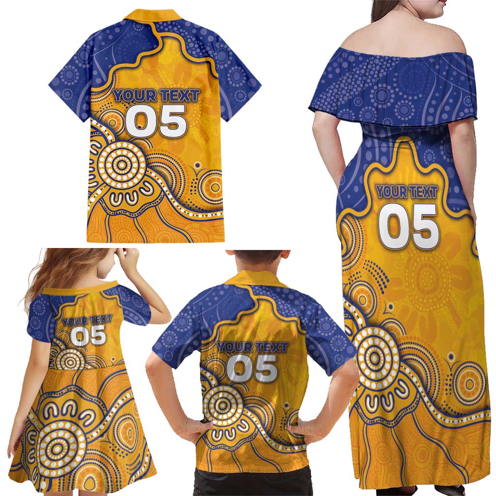 Custom Eagles Football Family Matching Off Shoulder Maxi Dress and Hawaiian Shirt Aboriginal Dot Art Pattern