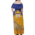 Custom Eagles Football Family Matching Off Shoulder Maxi Dress and Hawaiian Shirt Aboriginal Dot Art Pattern