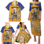 Custom Eagles Football Family Matching Puletasi and Hawaiian Shirt Aboriginal Dot Art Pattern
