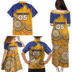 Custom Eagles Football Family Matching Puletasi and Hawaiian Shirt Aboriginal Dot Art Pattern