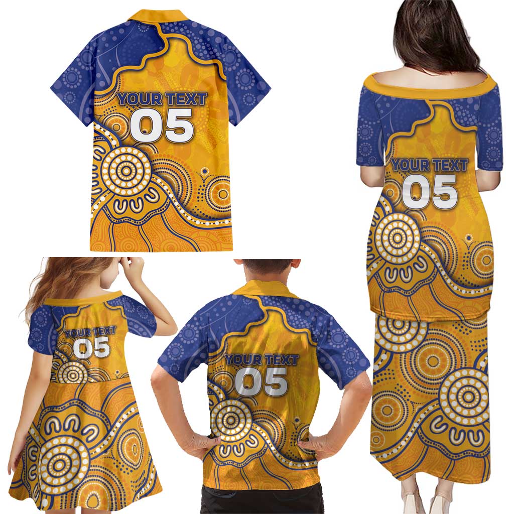 Custom Eagles Football Family Matching Puletasi and Hawaiian Shirt Aboriginal Dot Art Pattern