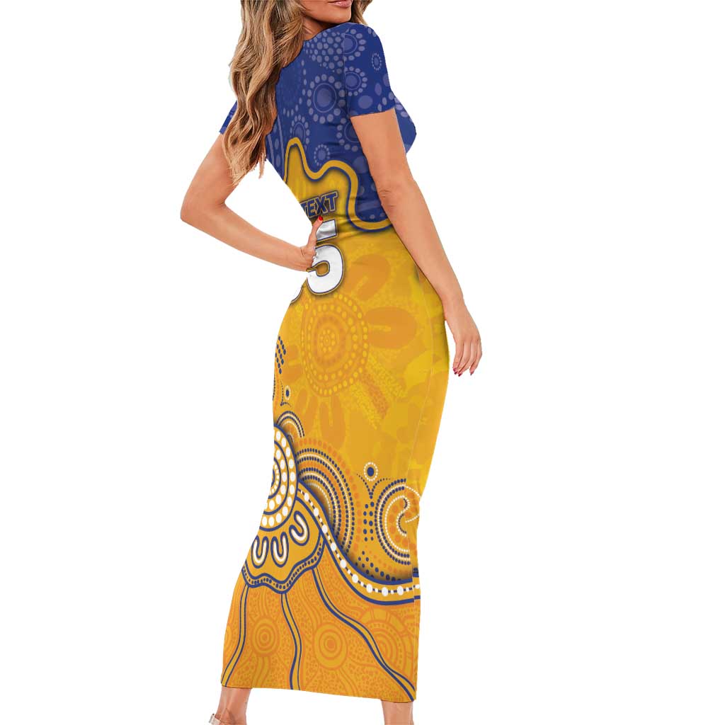 Custom Eagles Football Family Matching Short Sleeve Bodycon Dress and Hawaiian Shirt Aboriginal Dot Art Pattern