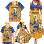 Custom Eagles Football Family Matching Summer Maxi Dress and Hawaiian Shirt Aboriginal Dot Art Pattern