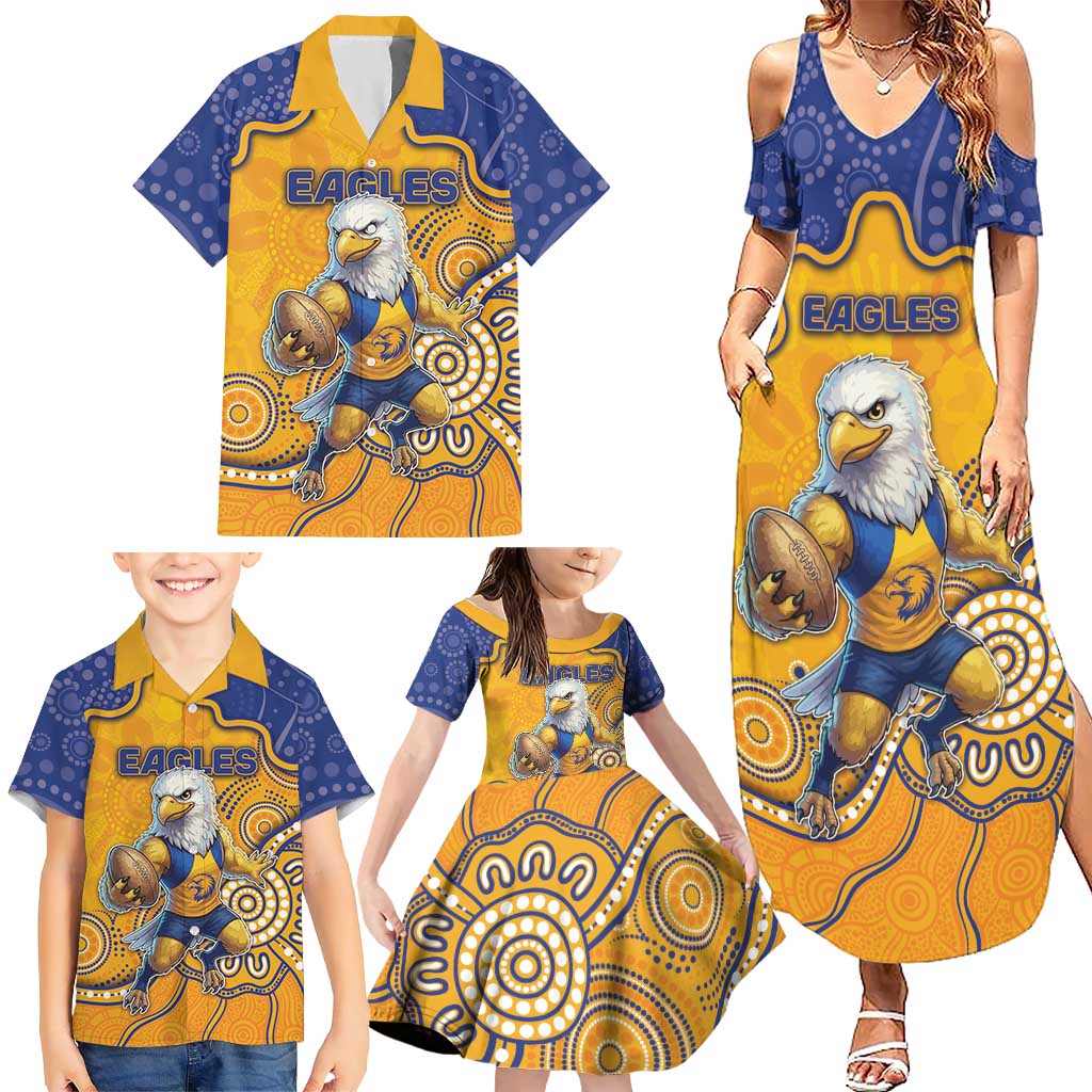 Custom Eagles Football Family Matching Summer Maxi Dress and Hawaiian Shirt Aboriginal Dot Art Pattern