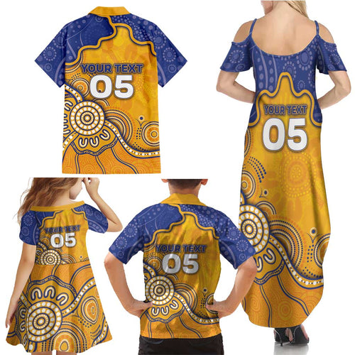 Custom Eagles Football Family Matching Summer Maxi Dress and Hawaiian Shirt Aboriginal Dot Art Pattern