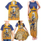 Custom Eagles Football Family Matching Tank Maxi Dress and Hawaiian Shirt Aboriginal Dot Art Pattern