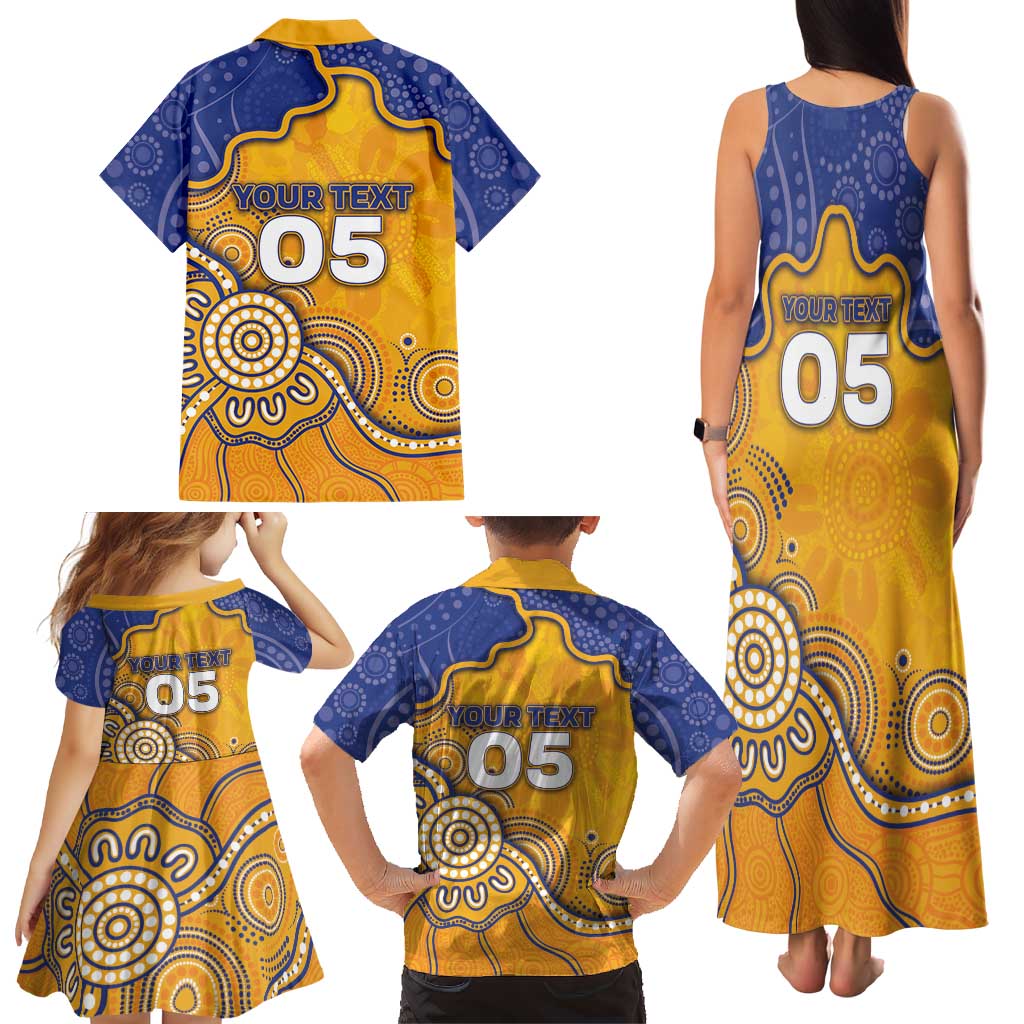 Custom Eagles Football Family Matching Tank Maxi Dress and Hawaiian Shirt Aboriginal Dot Art Pattern