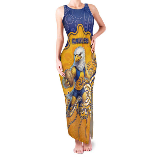 Custom Eagles Football Family Matching Tank Maxi Dress and Hawaiian Shirt Aboriginal Dot Art Pattern