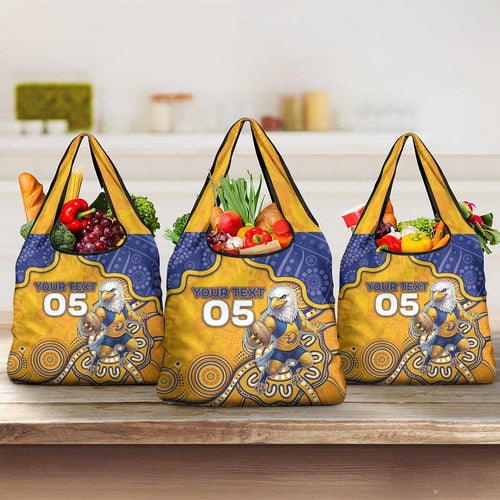 Custom Eagles Football Grocery Bag Aboriginal Dot Art Pattern