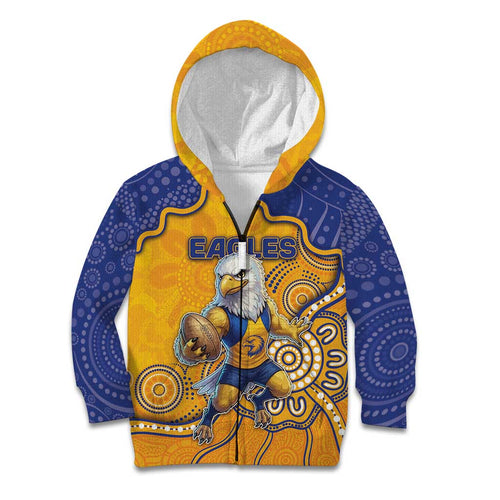 Custom Eagles Football Kid Hoodie Aboriginal Dot Art Pattern