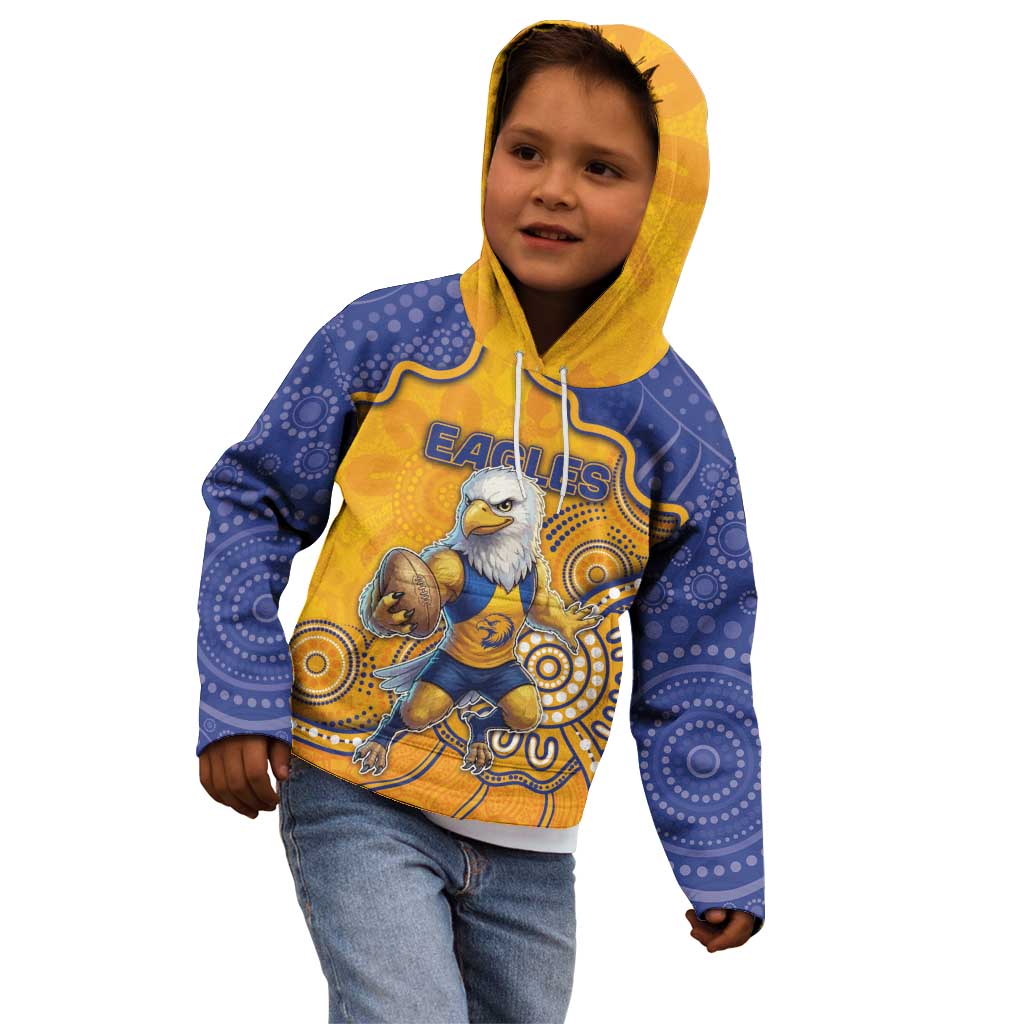 Custom Eagles Football Kid Hoodie Aboriginal Dot Art Pattern
