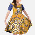 Custom Eagles Football Kid Short Sleeve Dress Aboriginal Dot Art Pattern