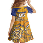 Custom Eagles Football Kid Short Sleeve Dress Aboriginal Dot Art Pattern