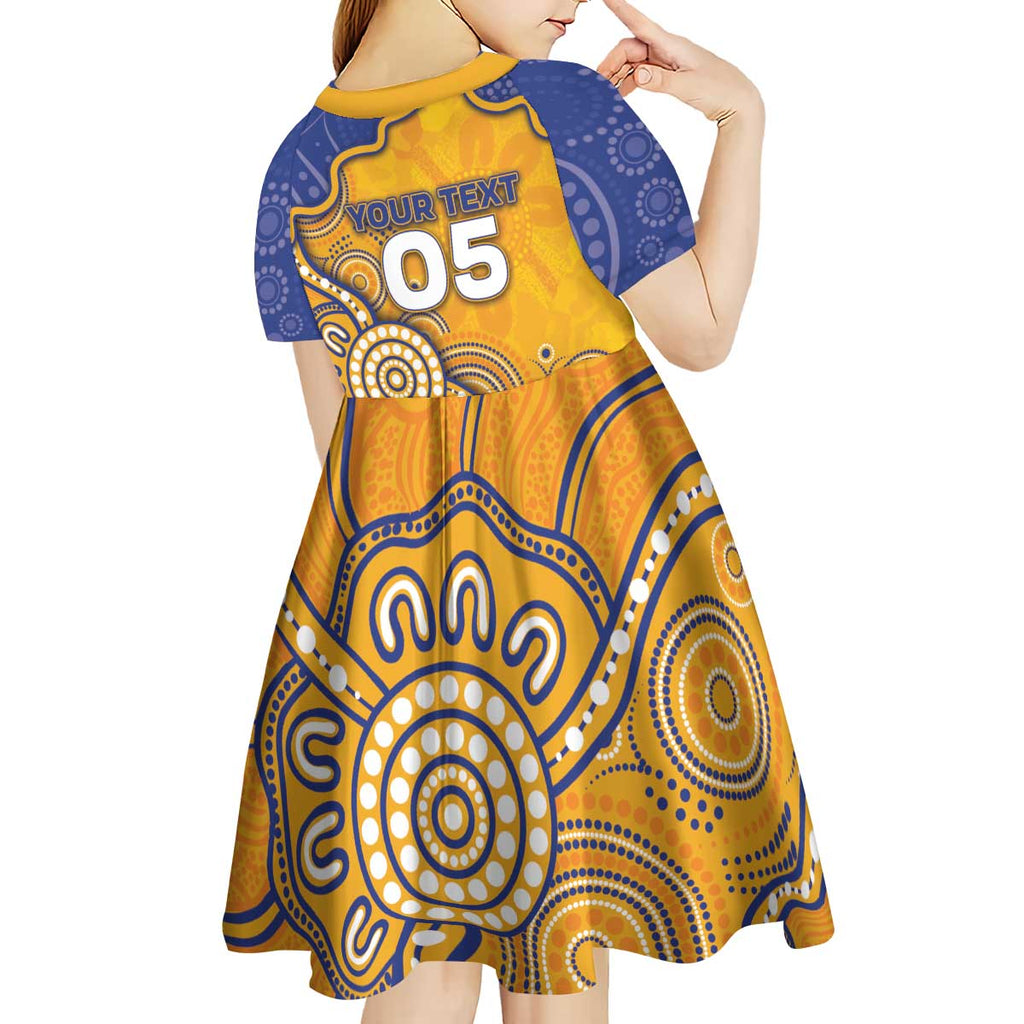 Custom Eagles Football Kid Short Sleeve Dress Aboriginal Dot Art Pattern