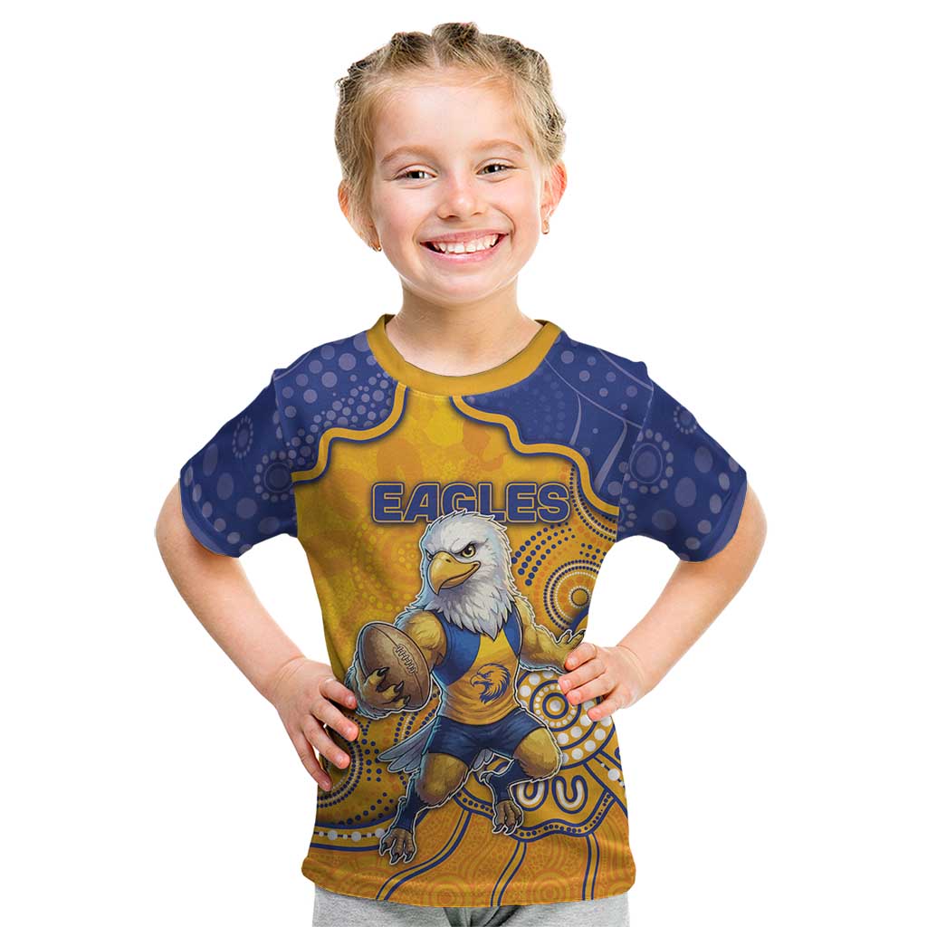 Custom Eagles Football Kid T Shirt Aboriginal Dot Art Pattern