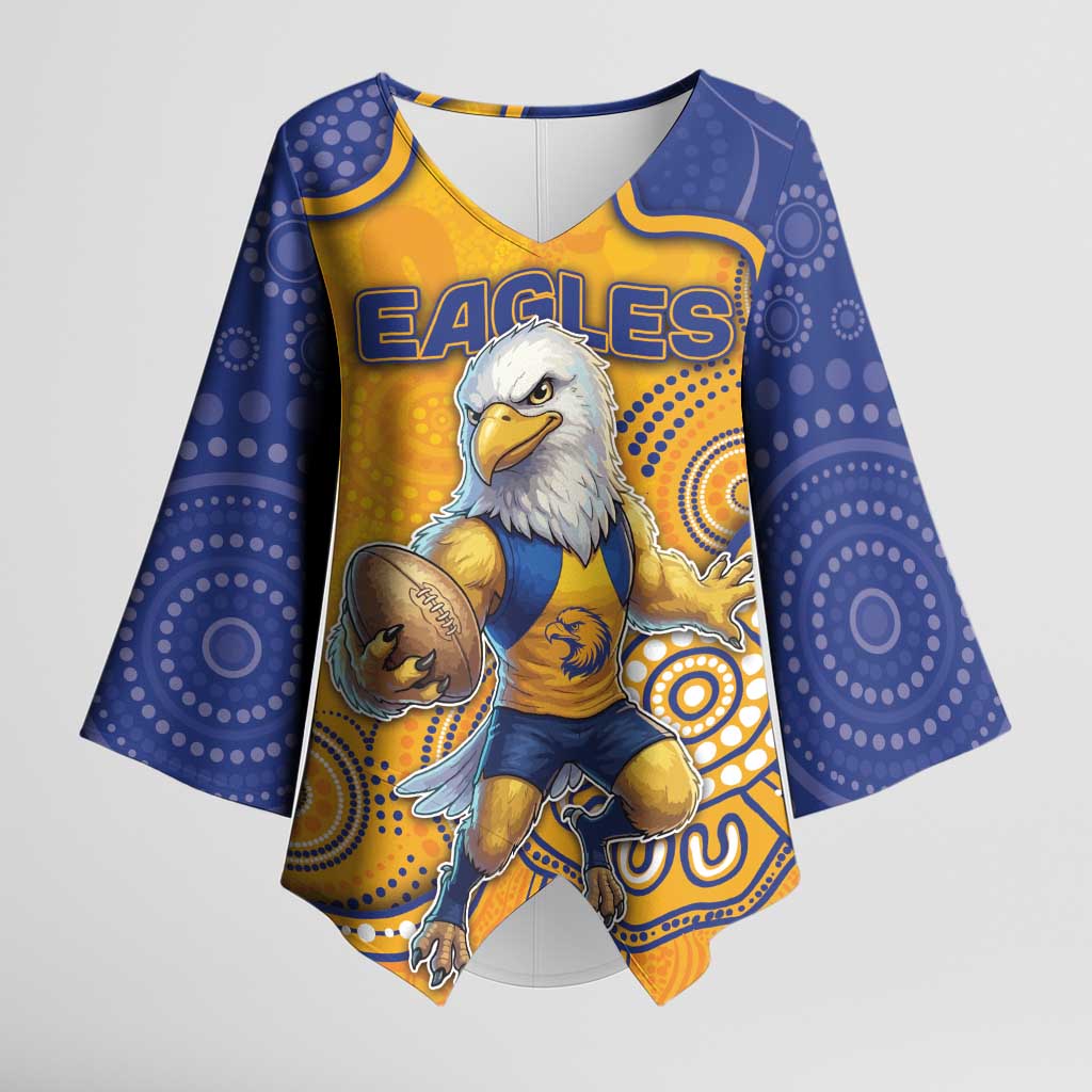 Custom Eagles Football Kimono Sleeve Blouse Aboriginal Dot Art Pattern