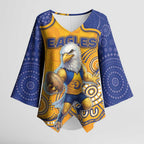 Custom Eagles Football Kimono Sleeve Blouse Aboriginal Dot Art Pattern