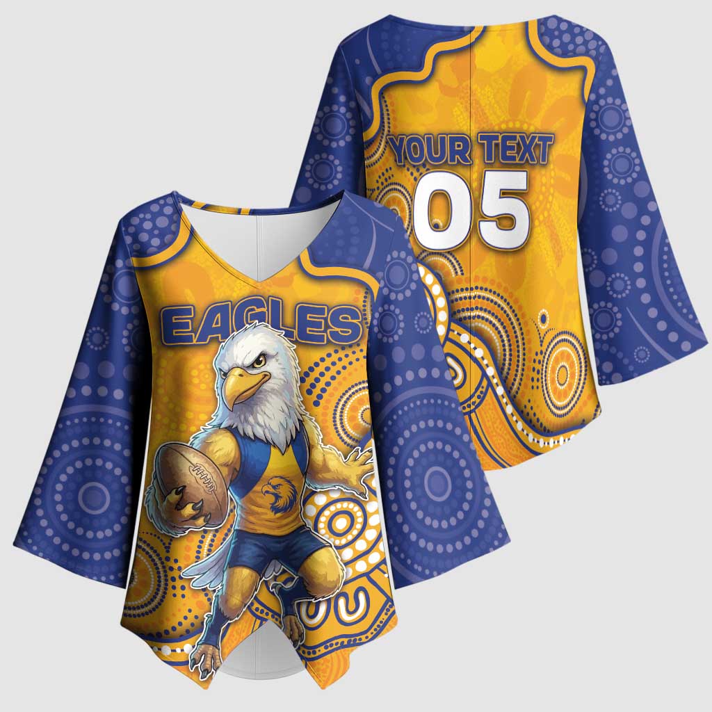 Custom Eagles Football Kimono Sleeve Blouse Aboriginal Dot Art Pattern
