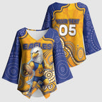 Custom Eagles Football Kimono Sleeve Blouse Aboriginal Dot Art Pattern