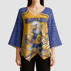 Custom Eagles Football Kimono Sleeve Blouse Aboriginal Dot Art Pattern