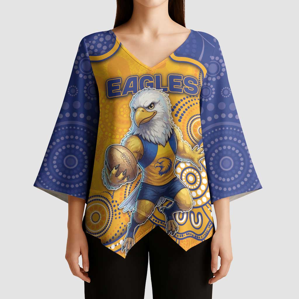Custom Eagles Football Kimono Sleeve Blouse Aboriginal Dot Art Pattern