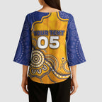 Custom Eagles Football Kimono Sleeve Blouse Aboriginal Dot Art Pattern