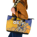 Custom Eagles Football Leather Tote Bag Aboriginal Dot Art Pattern