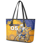 Custom Eagles Football Leather Tote Bag Aboriginal Dot Art Pattern