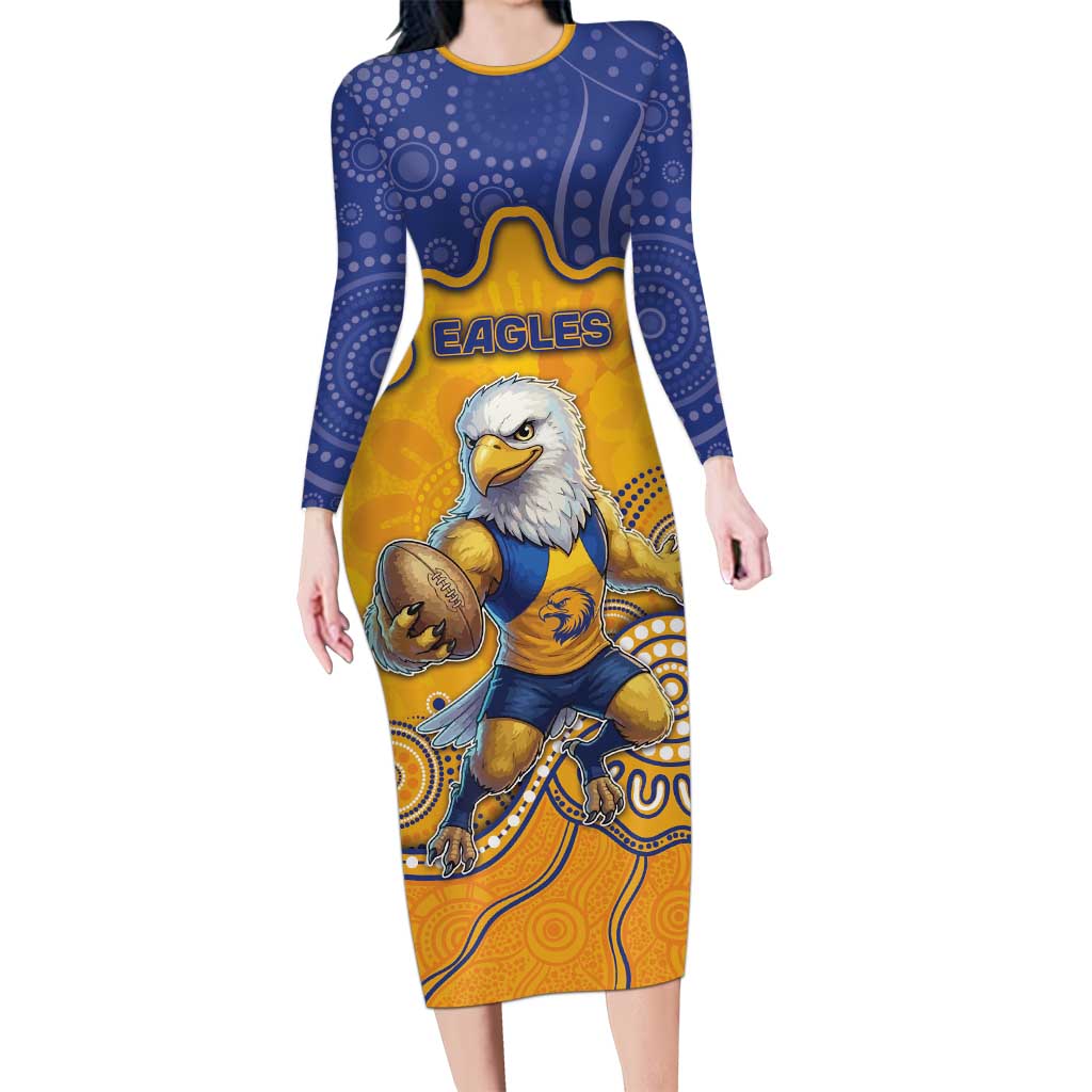 Custom Eagles Football Long Sleeve Bodycon Dress Aboriginal Dot Art Pattern