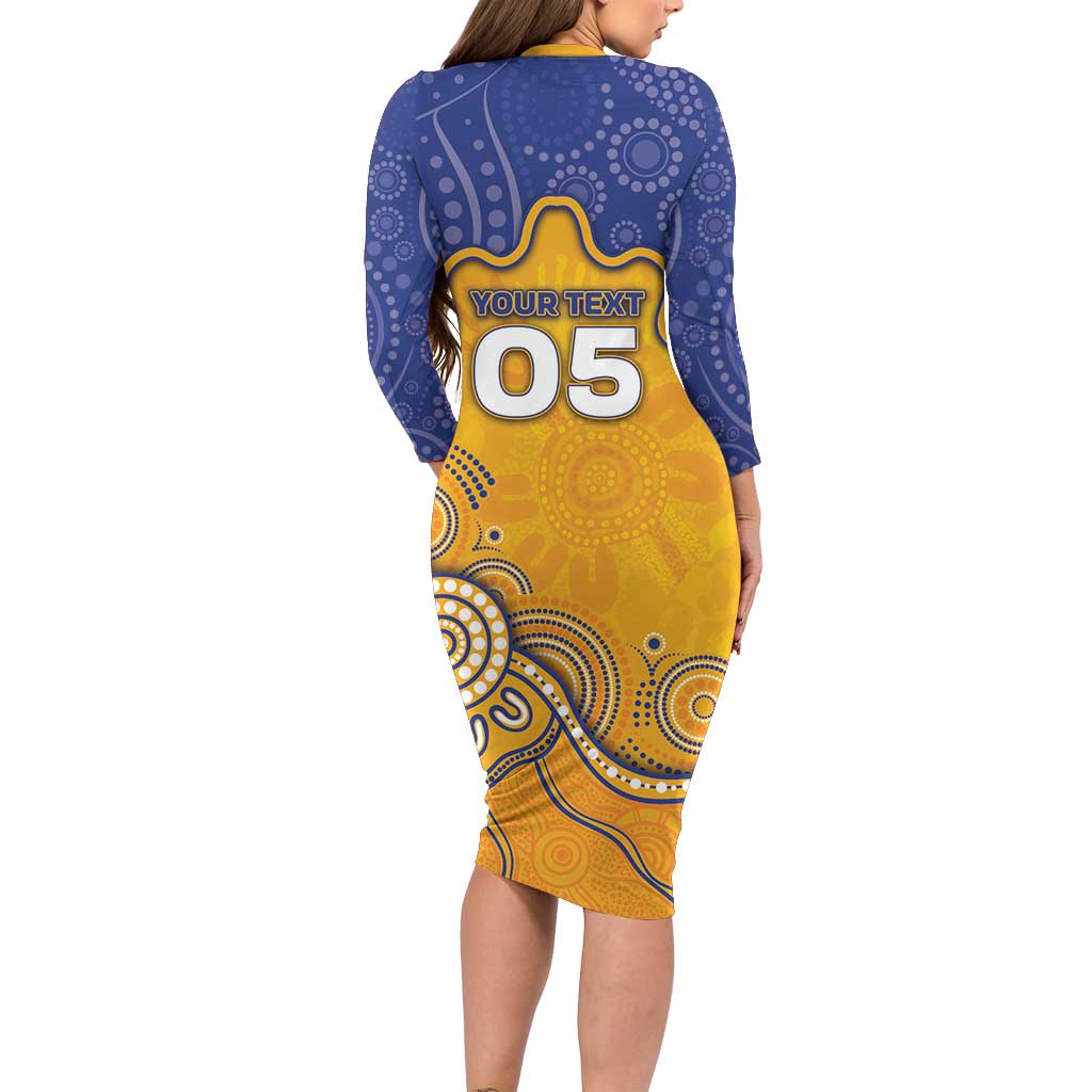 Custom Eagles Football Long Sleeve Bodycon Dress Aboriginal Dot Art Pattern
