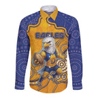 Custom Eagles Football Long Sleeve Button Shirt Aboriginal Dot Art Pattern