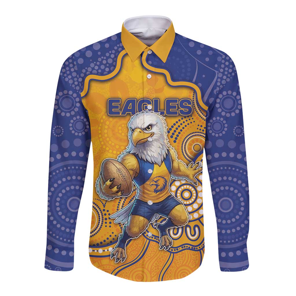 Custom Eagles Football Long Sleeve Button Shirt Aboriginal Dot Art Pattern