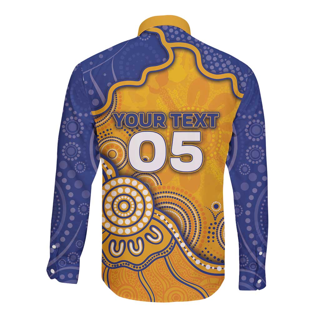 Custom Eagles Football Long Sleeve Button Shirt Aboriginal Dot Art Pattern