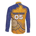 Custom Eagles Football Long Sleeve Button Shirt Aboriginal Dot Art Pattern