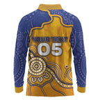 Custom Eagles Football Long Sleeve Polo Shirt Aboriginal Dot Art Pattern