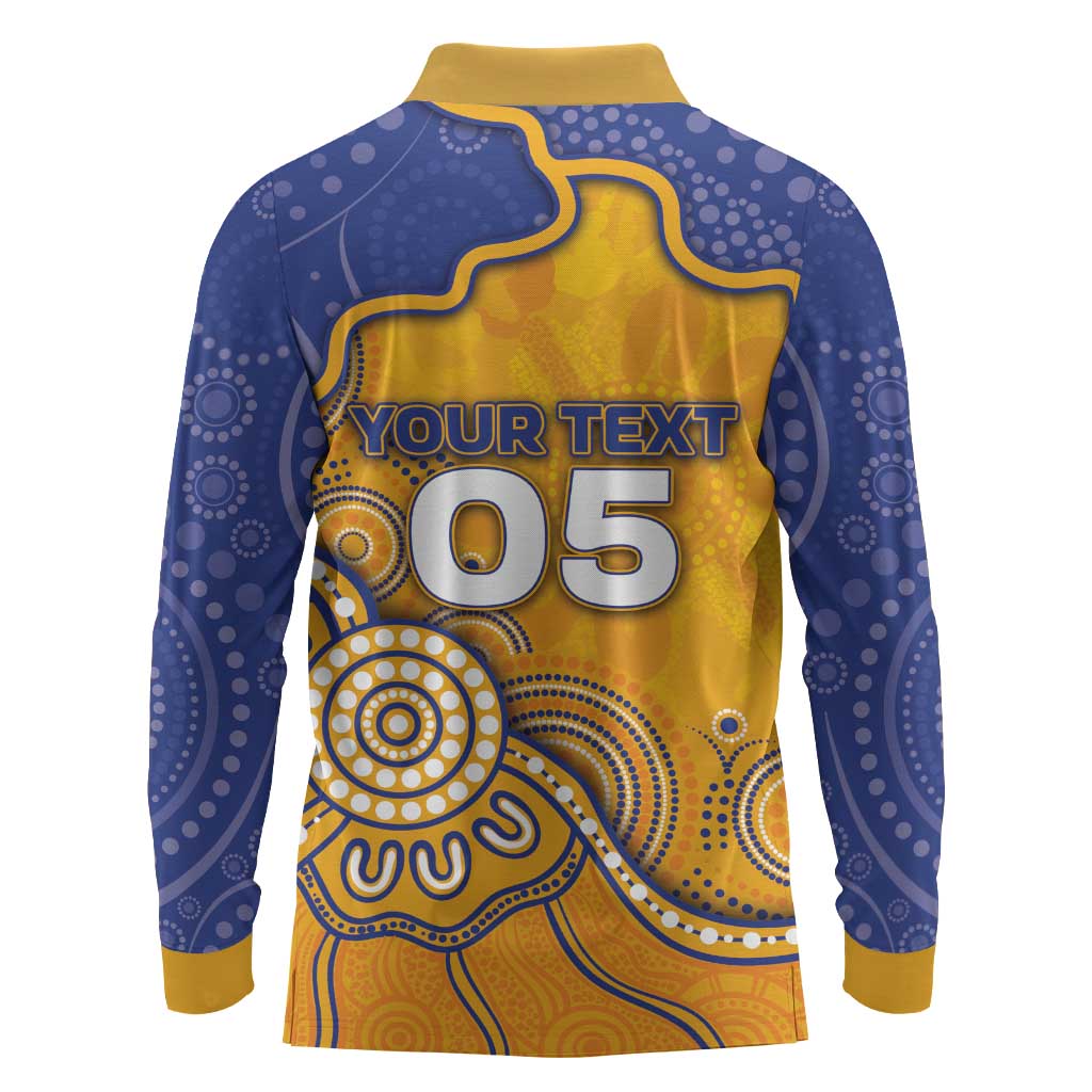 Custom Eagles Football Long Sleeve Polo Shirt Aboriginal Dot Art Pattern