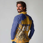 Custom Eagles Football Long Sleeve Polo Shirt Aboriginal Dot Art Pattern