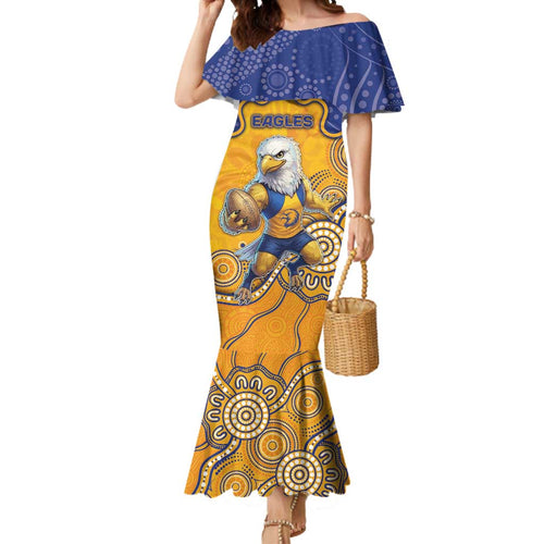 Custom Eagles Football Mermaid Dress Aboriginal Dot Art Pattern