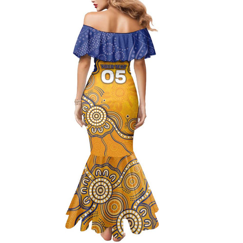 Custom Eagles Football Mermaid Dress Aboriginal Dot Art Pattern
